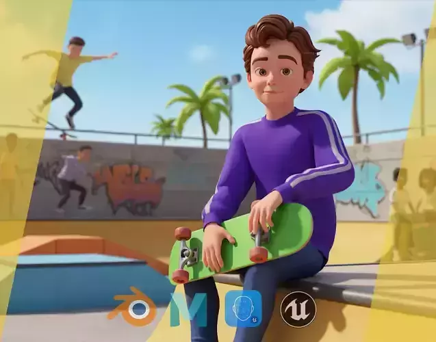 Stylized Toon Boy in Sporty Outfit  Rigged 3D Character Athletic