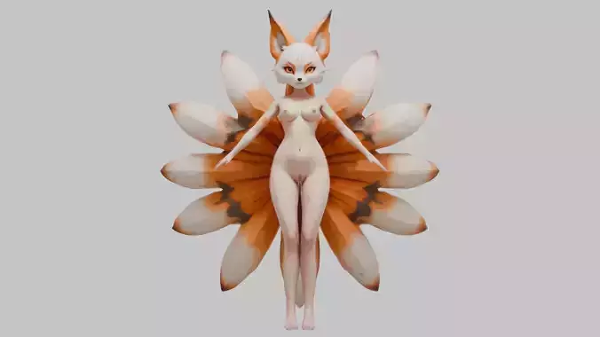 Sexy Busty Kitsune Low-poly 3D model