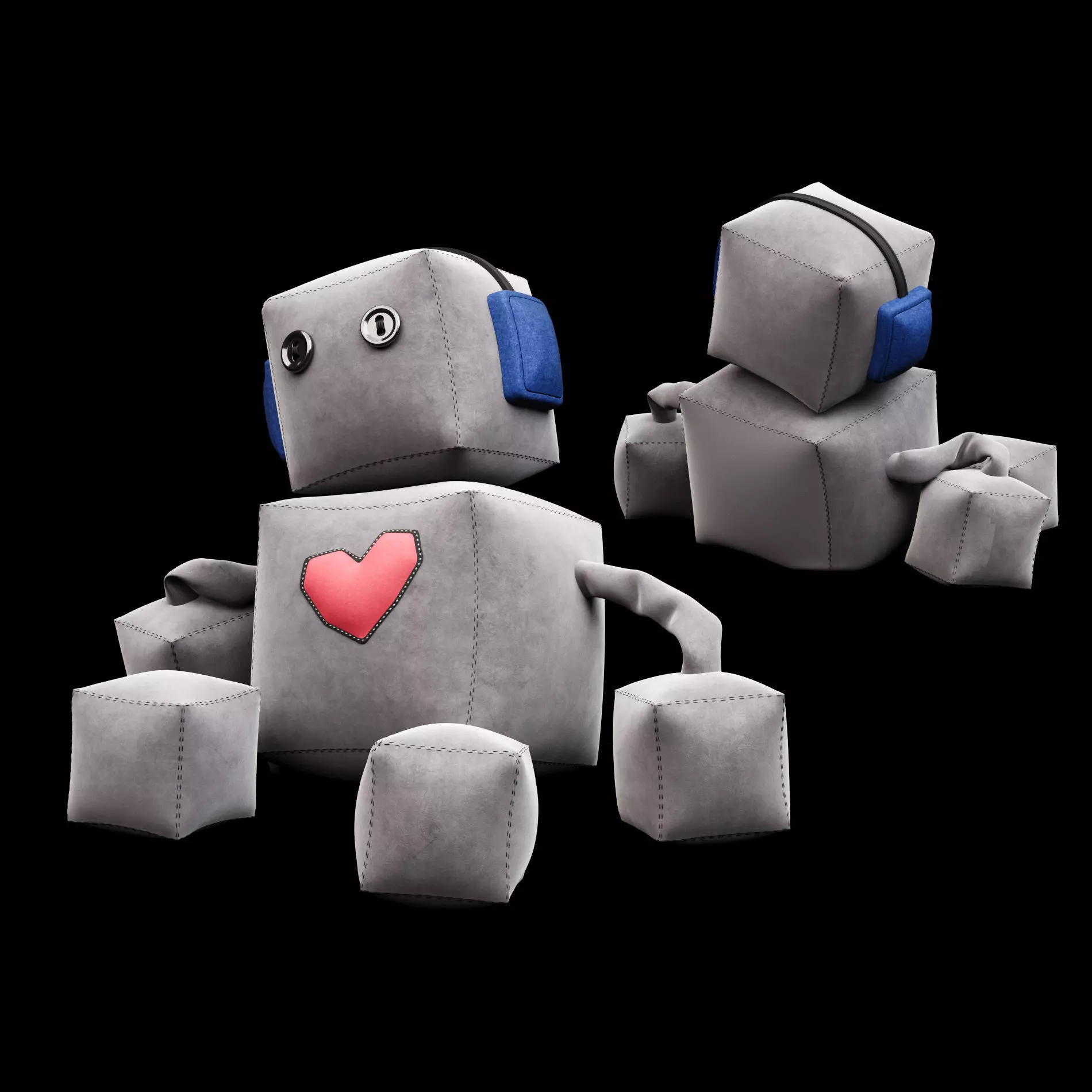 Cute Robot Plush Toy 3D model