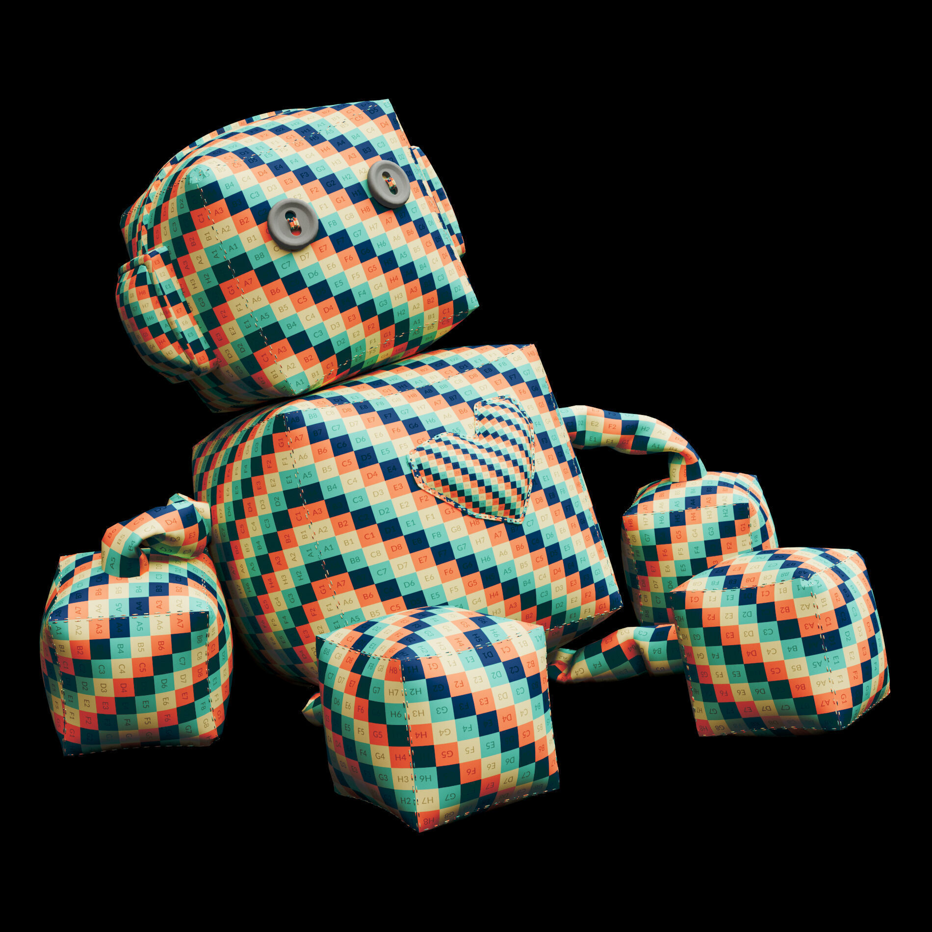 Robot soft toy 3D model_2