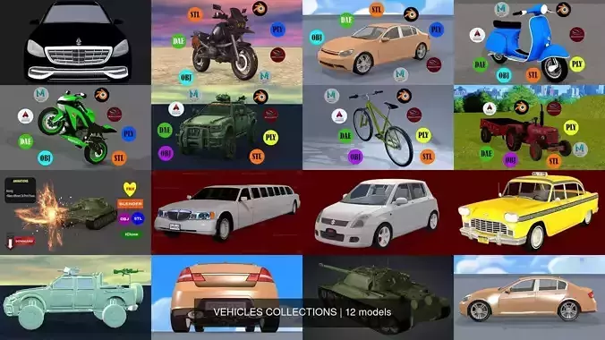 12 PACK OF VEHICLES COLLECTIONS 