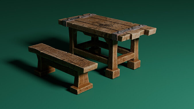 Medieval table 2 Low-poly 3D model