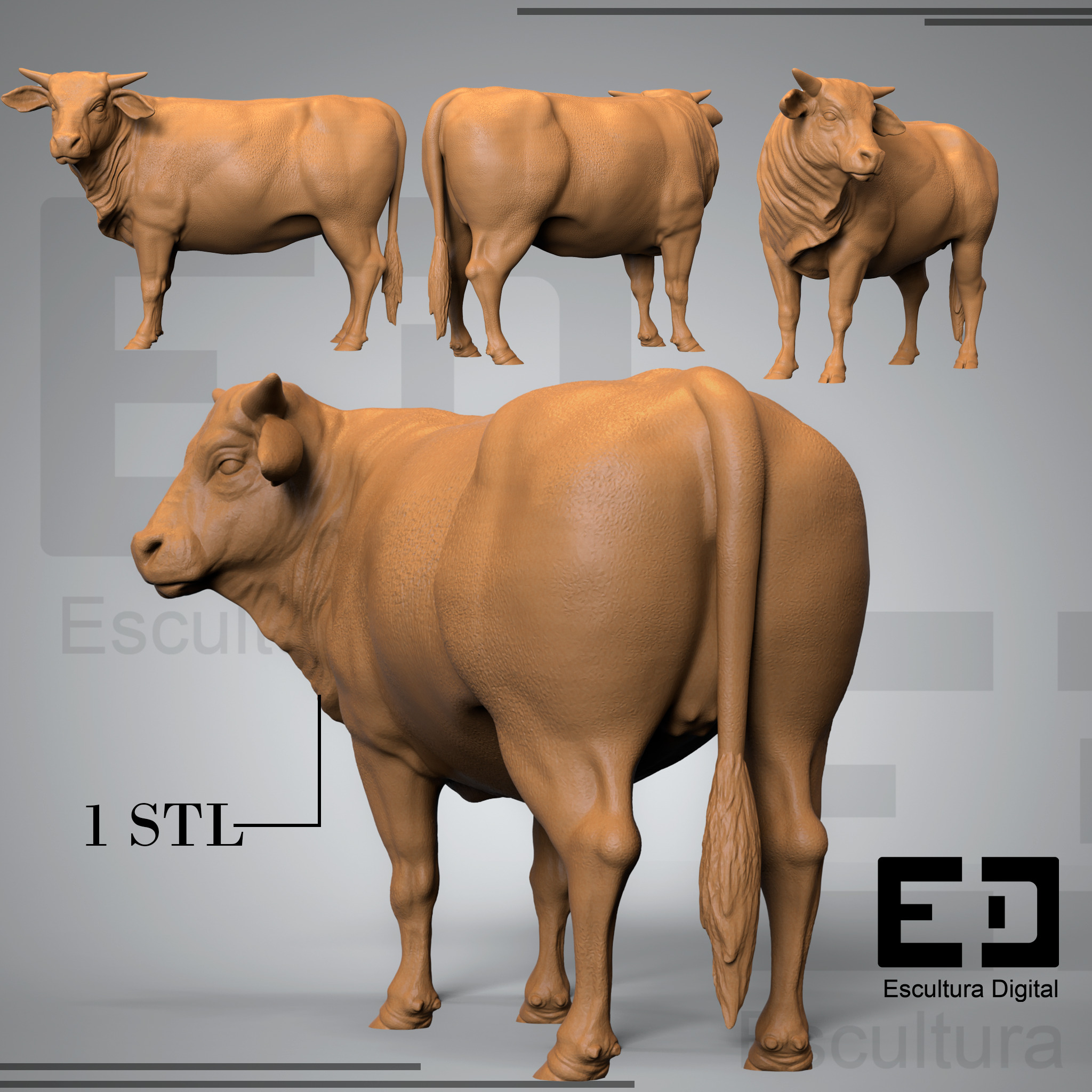 Cow Statue 3D print model_3