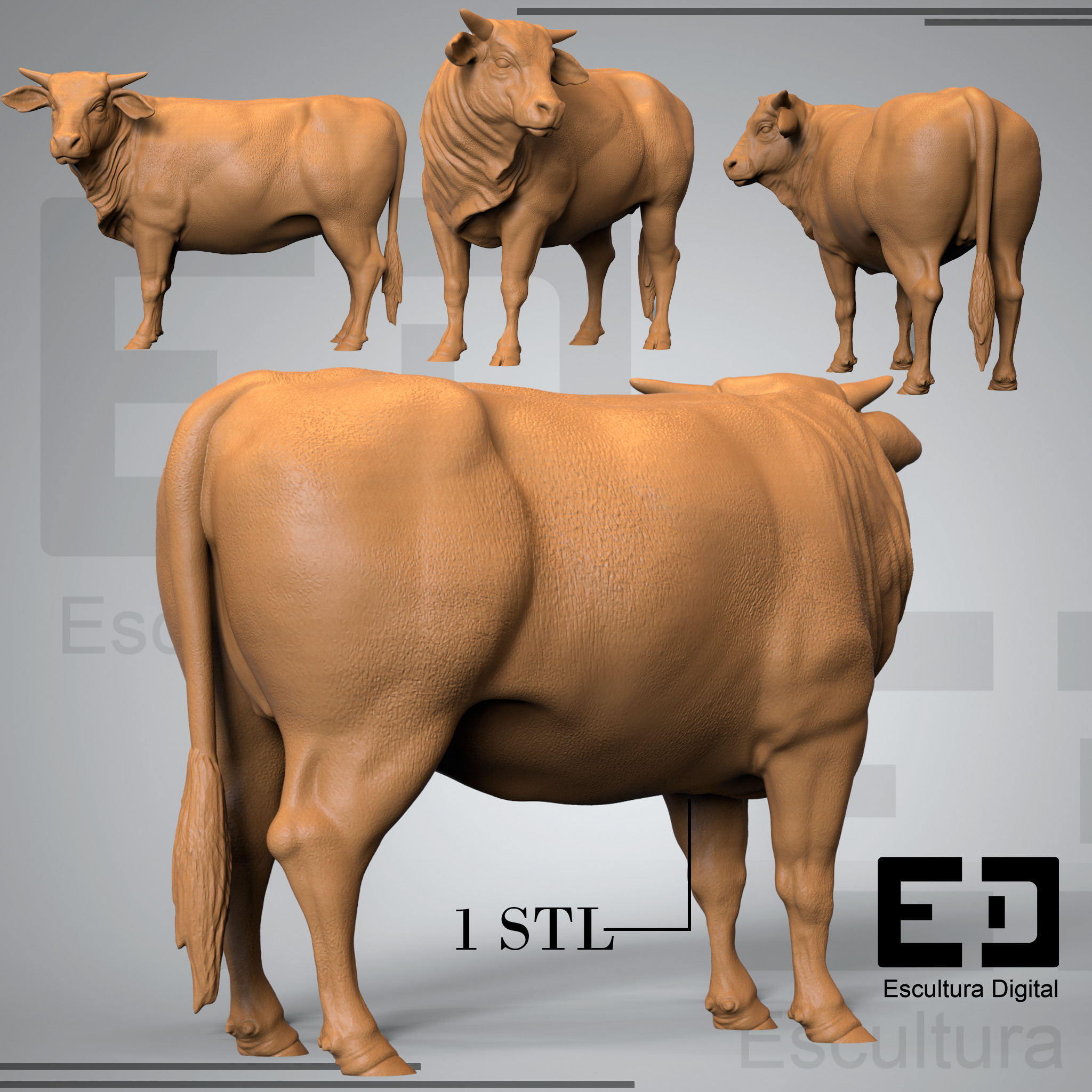 Cow Statue 3D print model_1