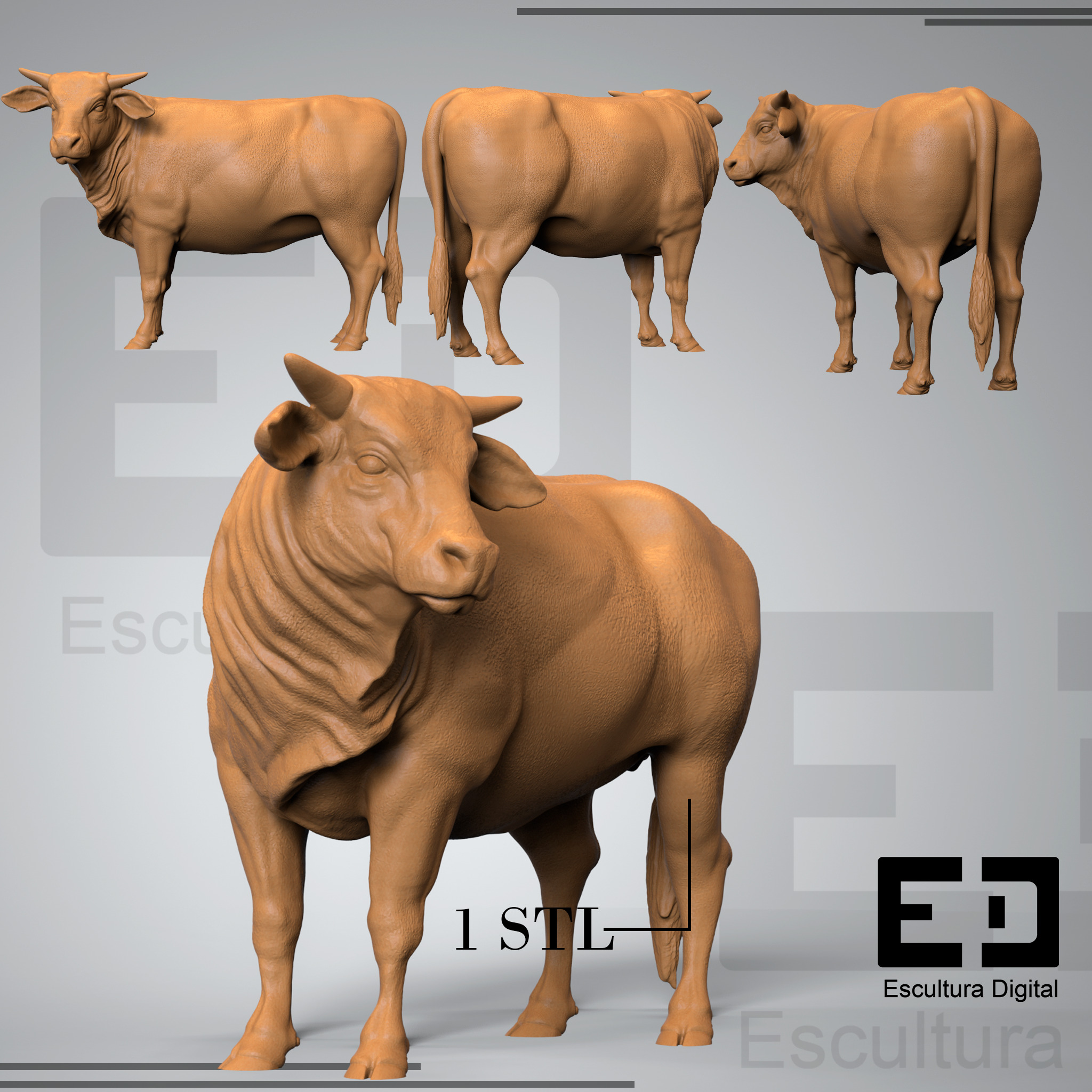 Cow Statue 3D print model_2