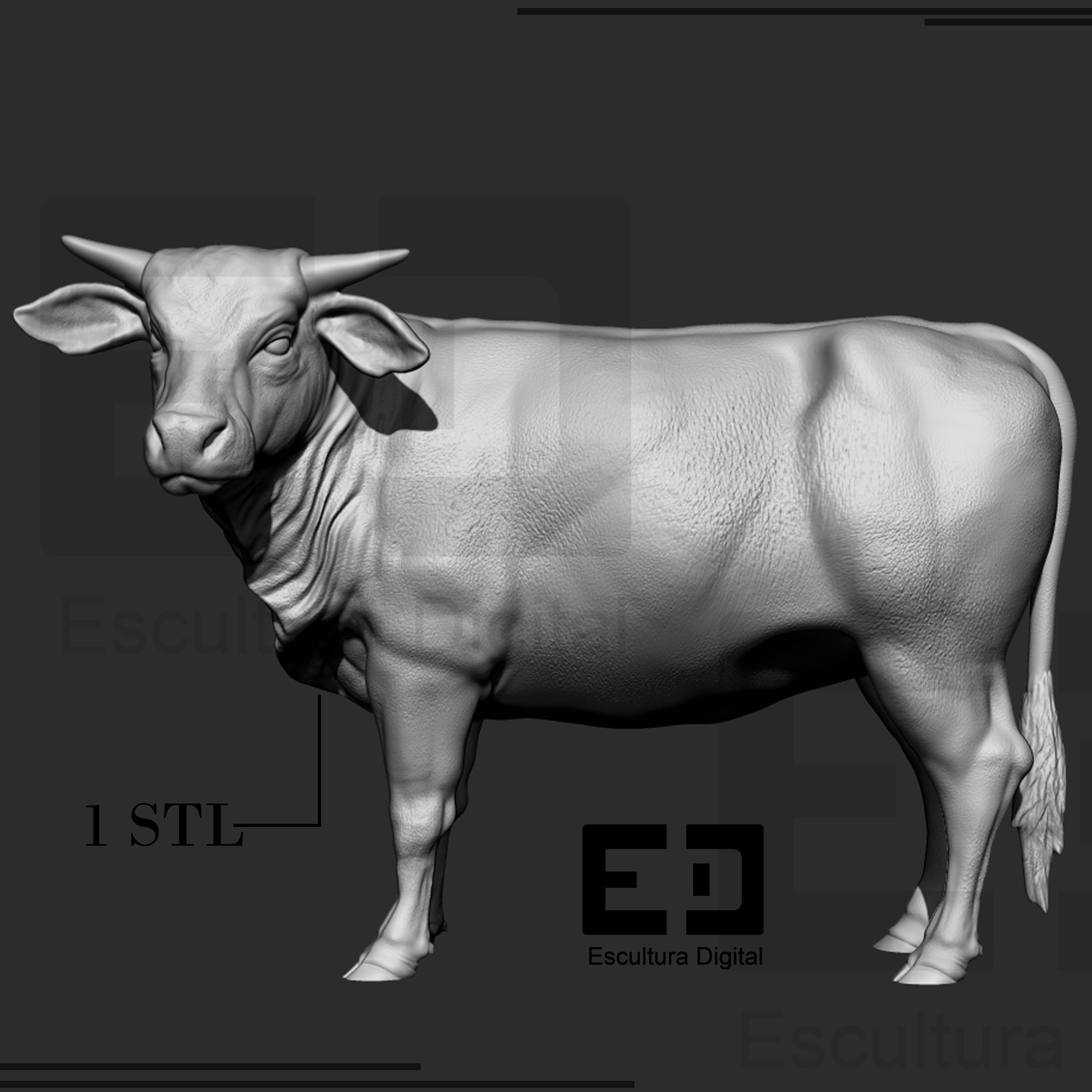 Cow Statue 3D print model_4