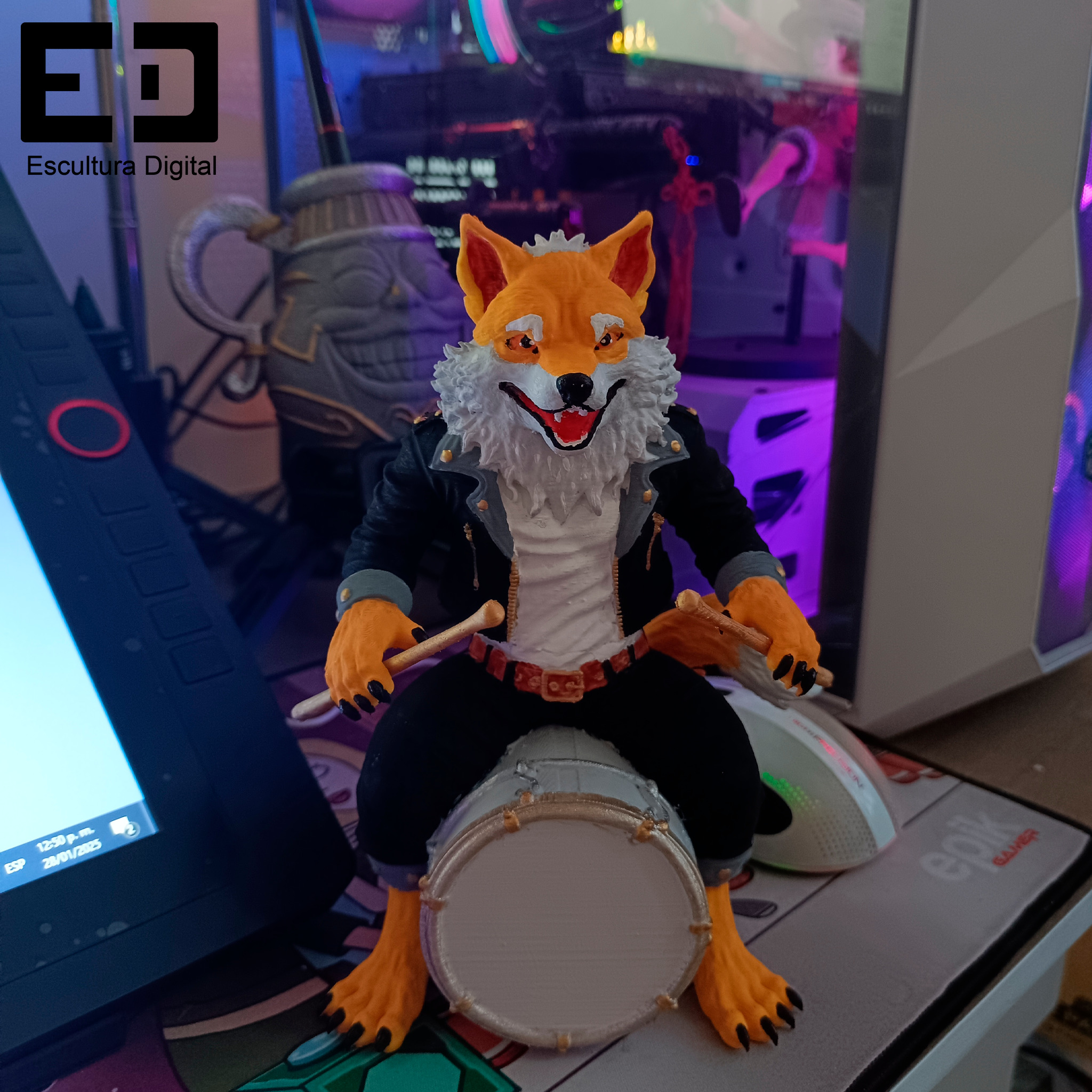 Lobo rockero 3D print model_1