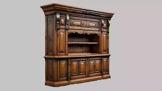 Large wooden cabinet medieval furniture