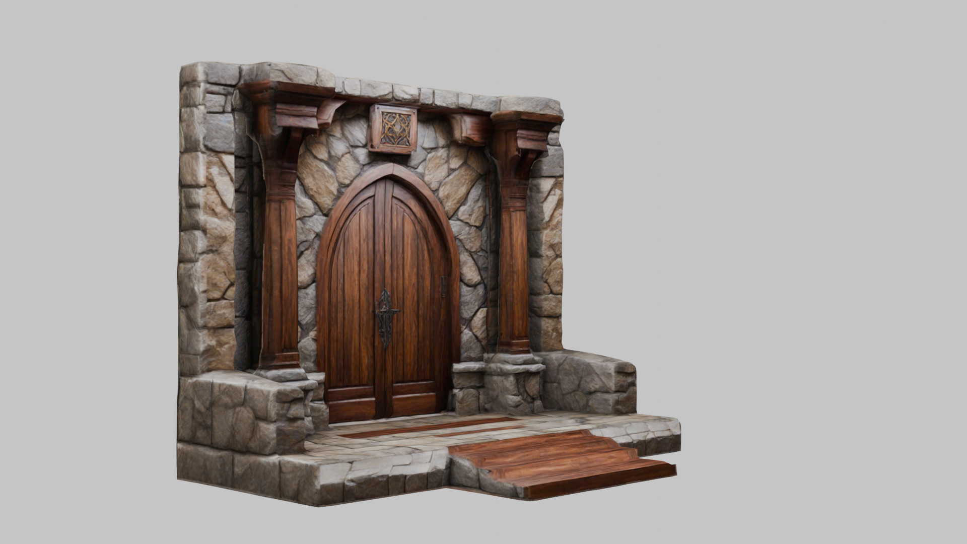 MEdieval Door Wall entrance modular Game Asset Low-poly 3D model_9