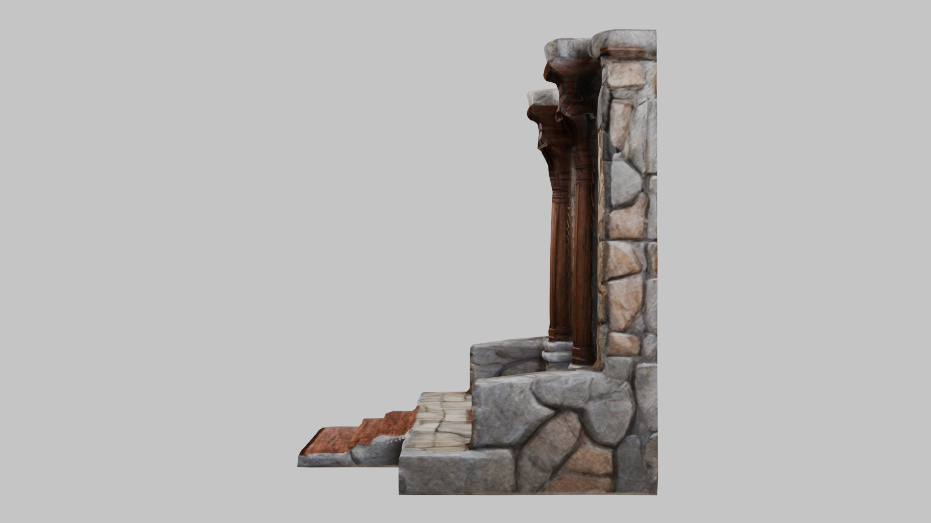 MEdieval Door Wall entrance modular Game Asset Low-poly 3D model_4