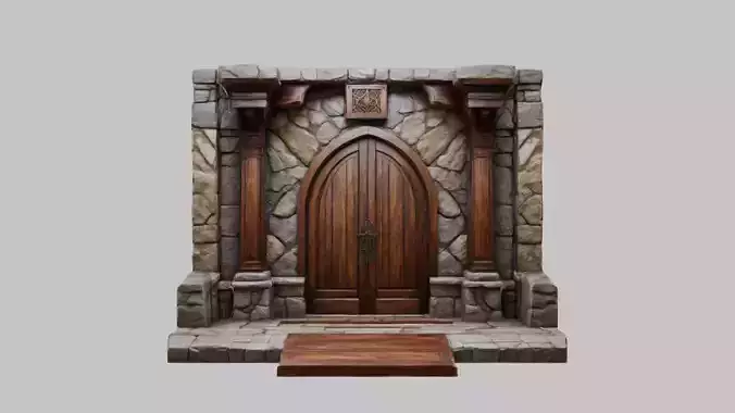 MEdieval Door Wall entrance modular Game Asset