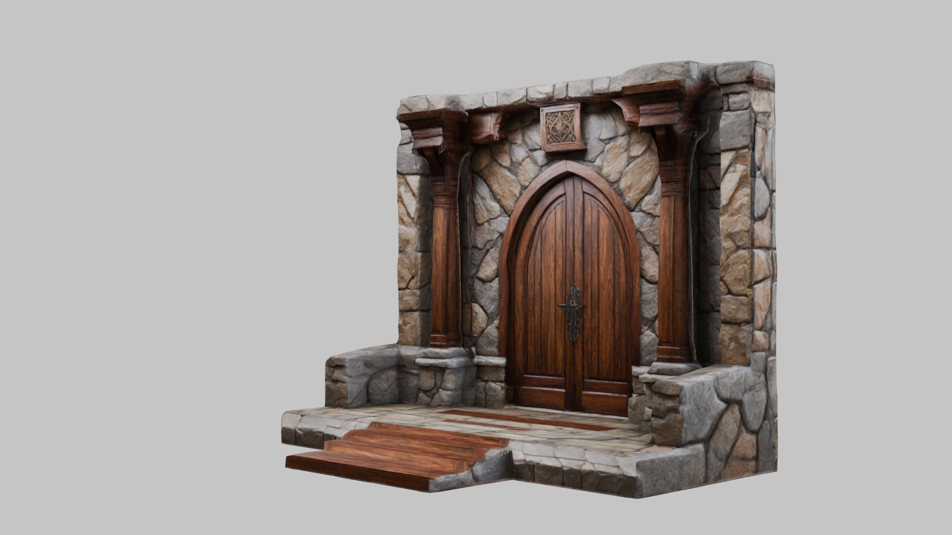 MEdieval Door Wall entrance modular Game Asset Low-poly 3D model_6