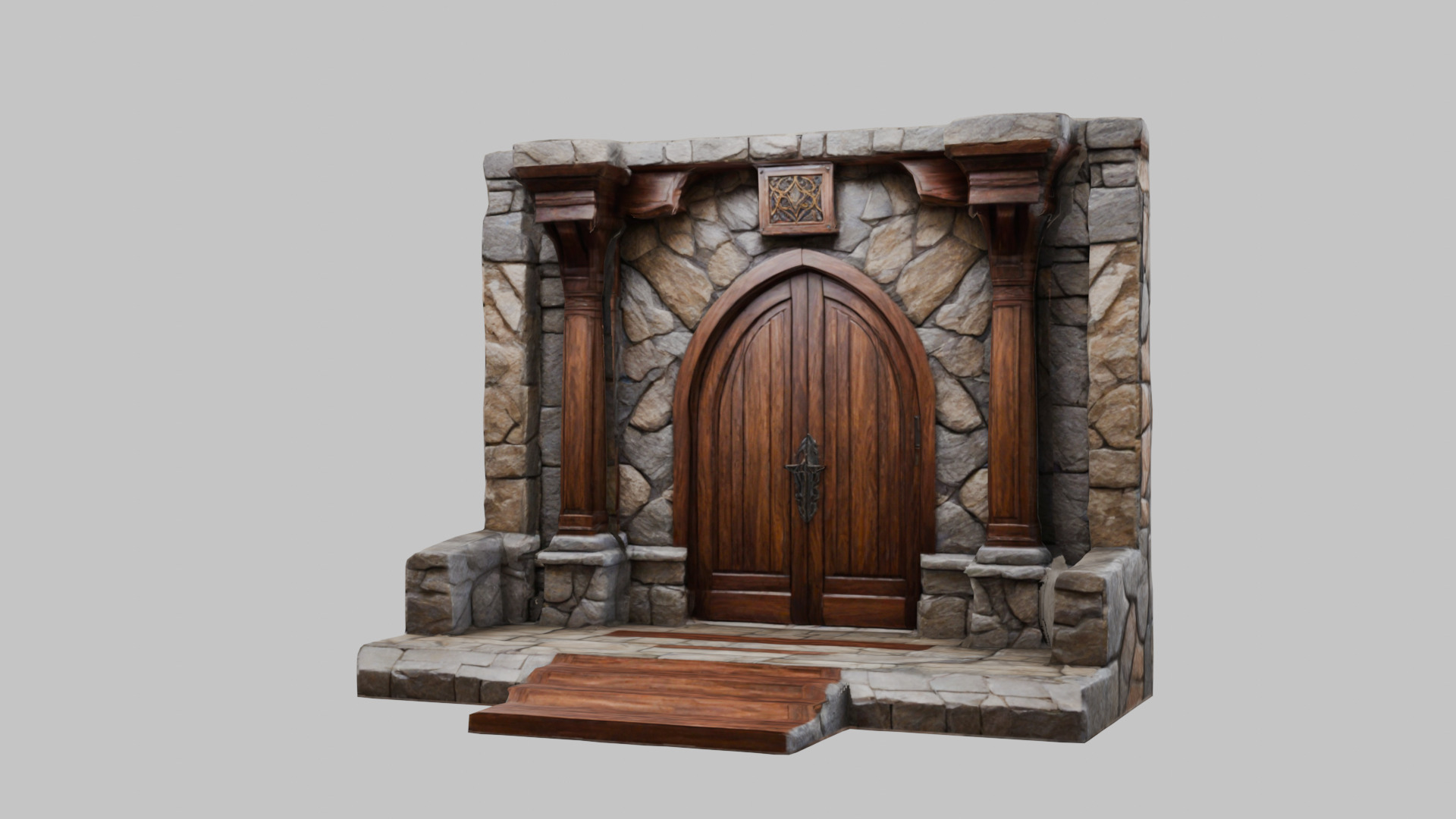 MEdieval Door Wall entrance modular Game Asset Low-poly 3D model_7