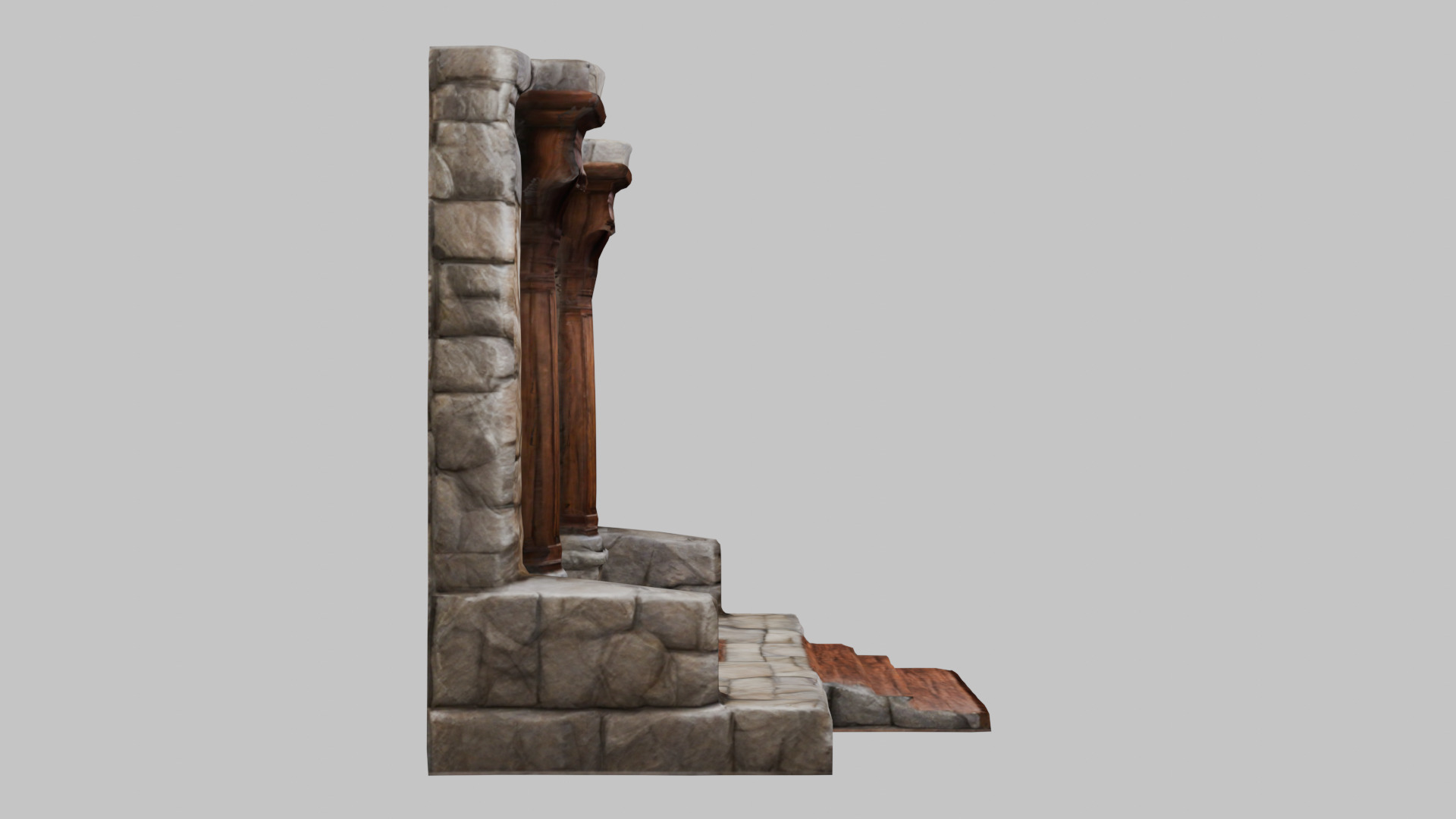 MEdieval Door Wall entrance modular Game Asset Low-poly 3D model_11