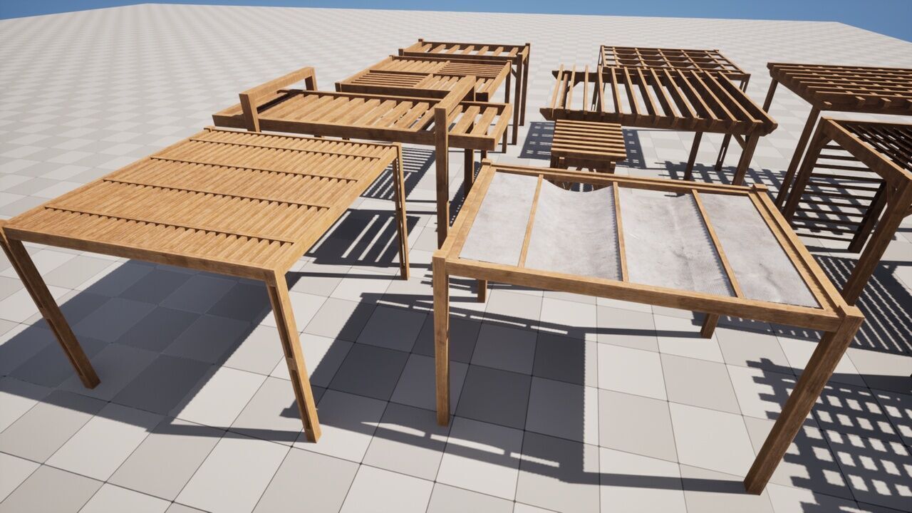 Pergolas Low-poly 3D model_2