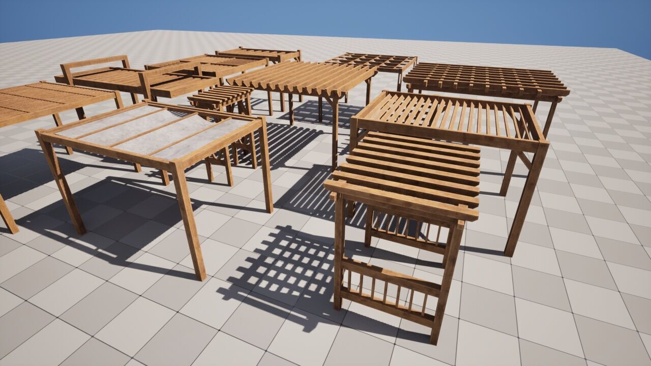 Pergolas Low-poly 3D model_1