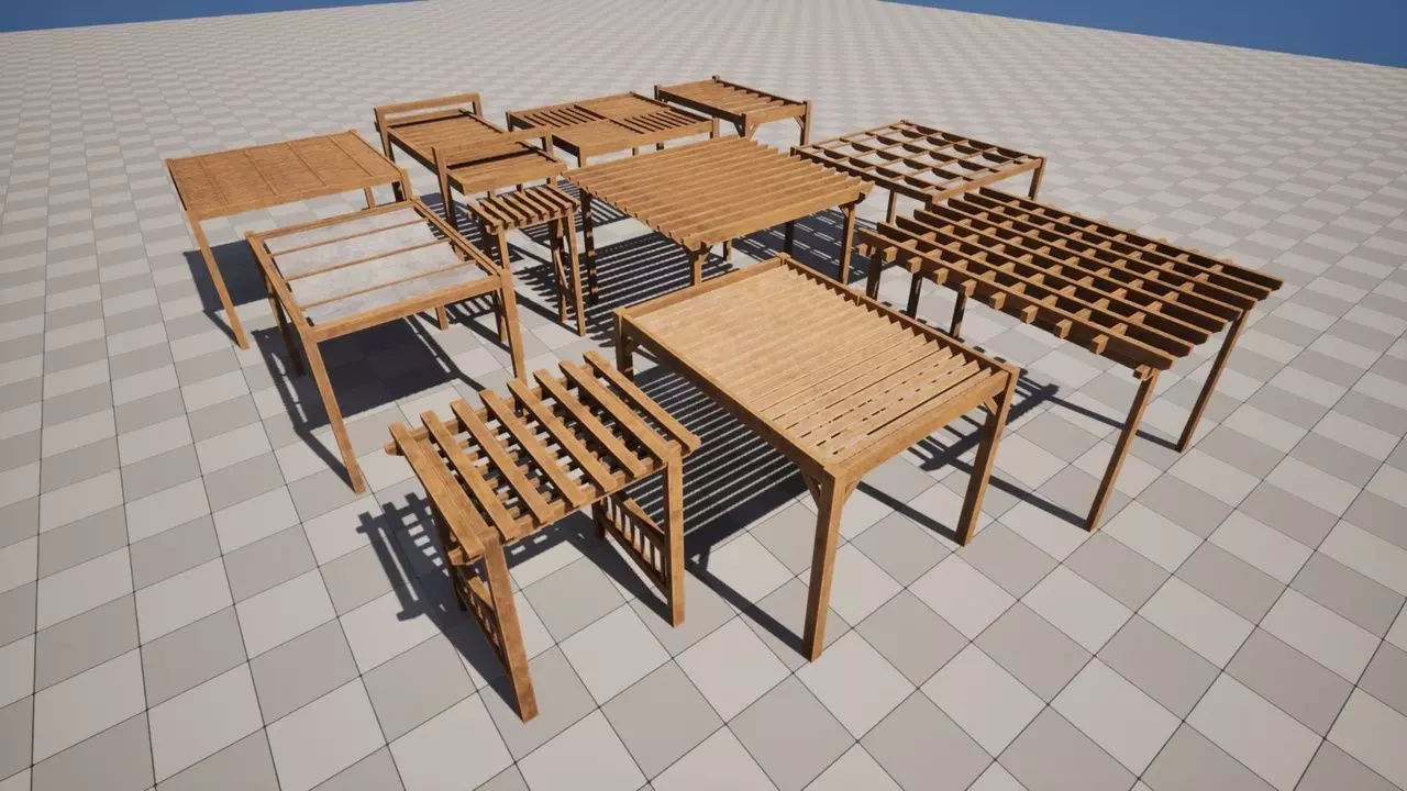 Pergolas Low-poly 3D model_0