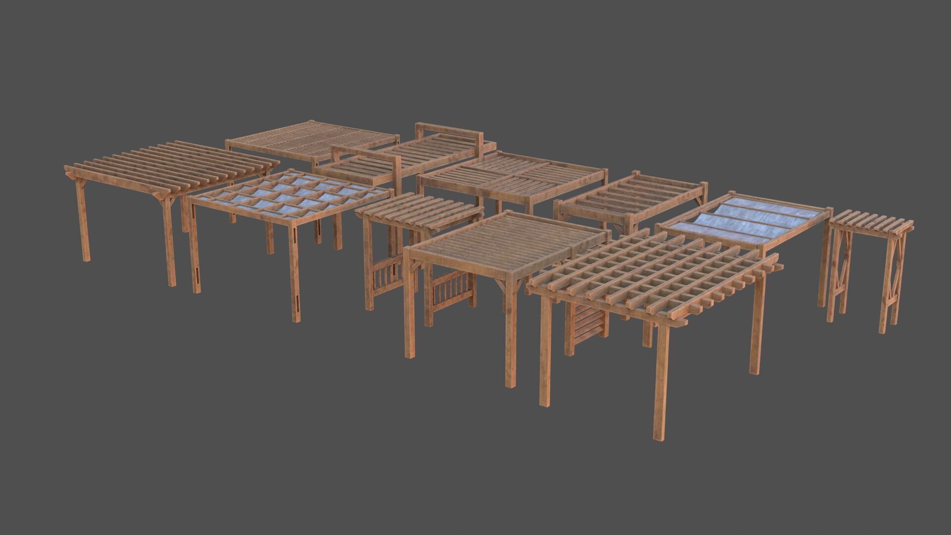 Pergolas Low-poly 3D model_7