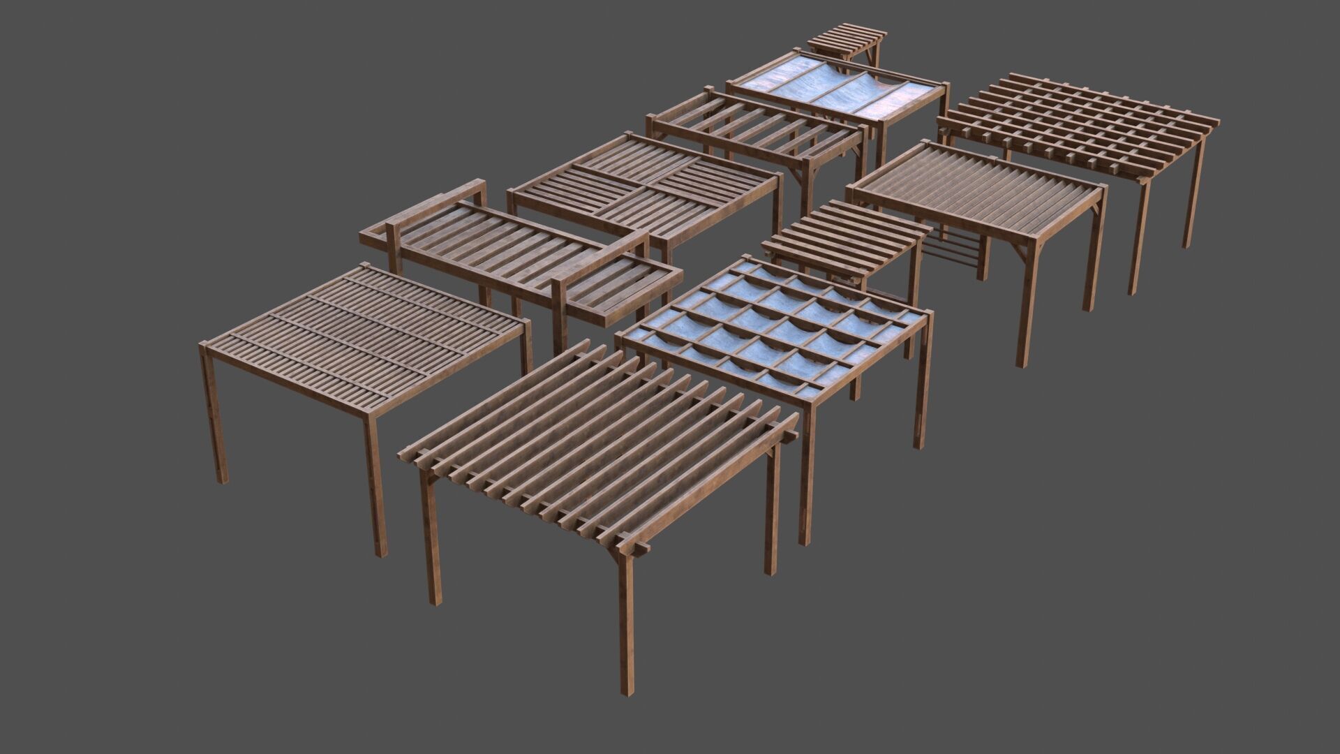 Pergolas Low-poly 3D model_8