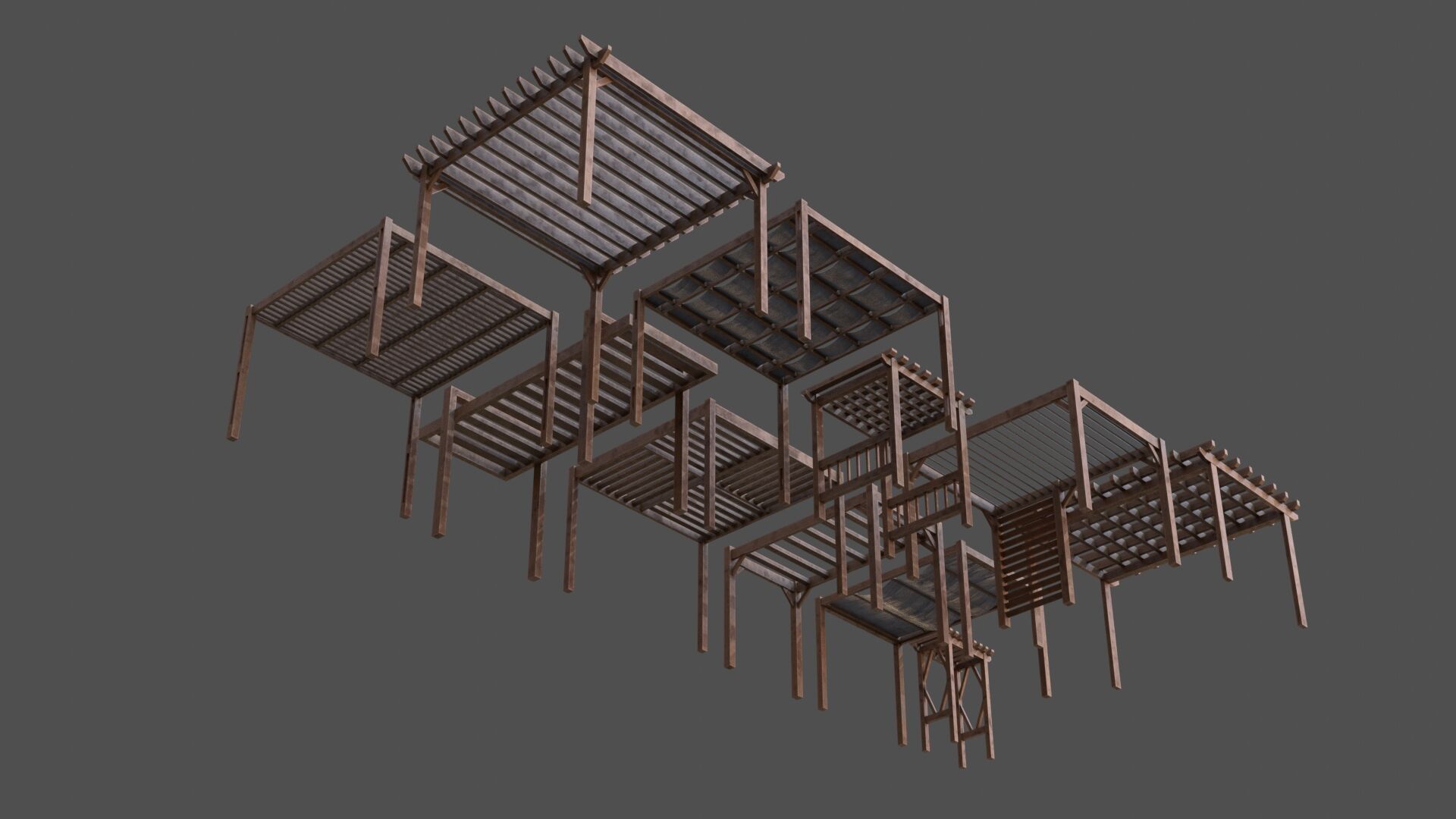 Pergolas Low-poly 3D model_9