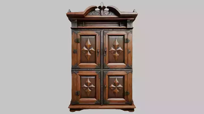 Wooden closet Medieval Furniture tall interior decor 