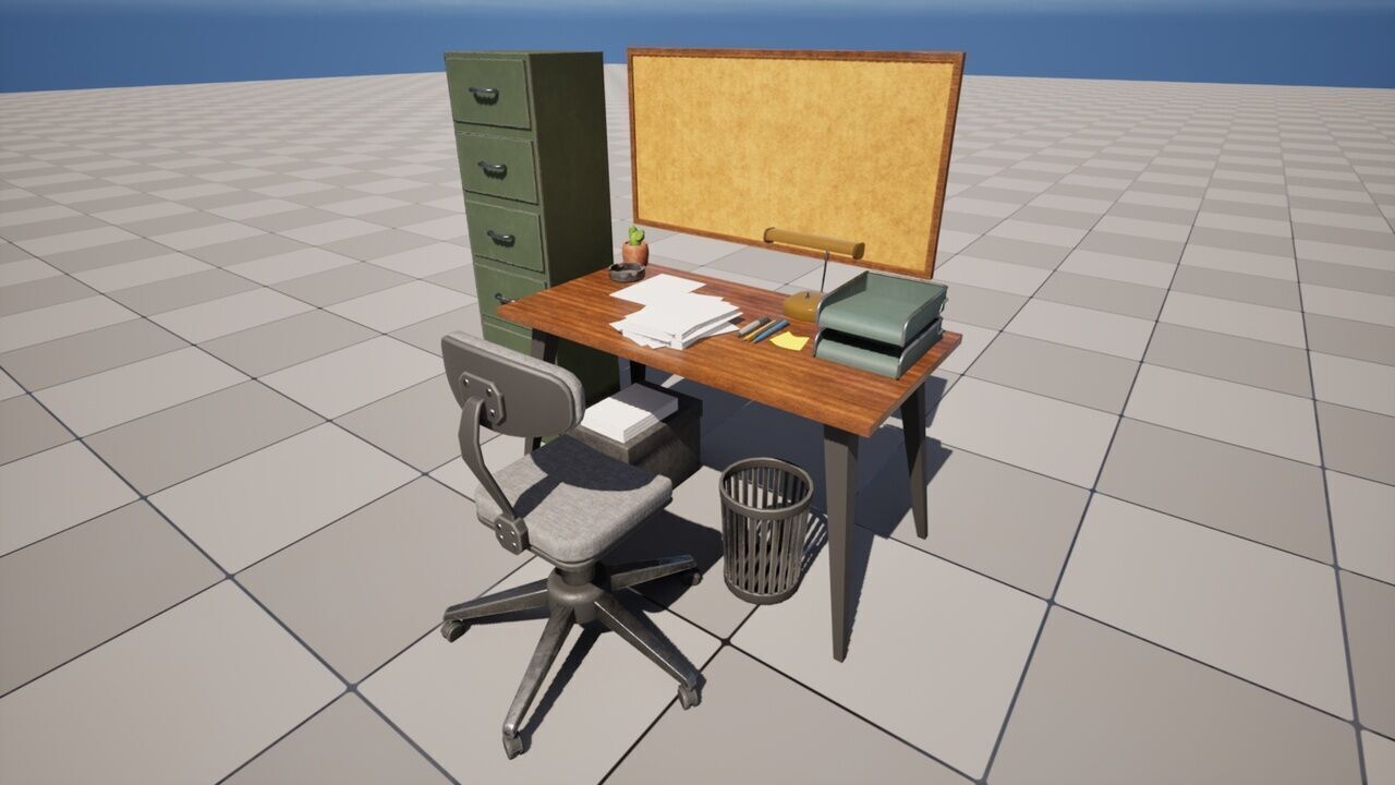 Office Props Low-poly 3D model_1
