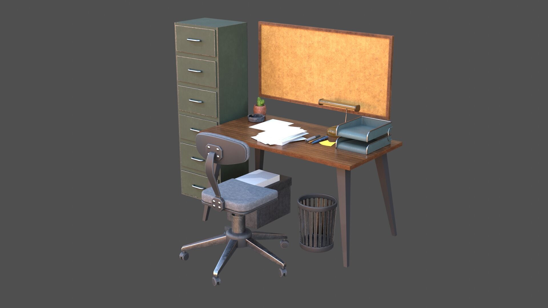 Office Props Low-poly 3D model_6