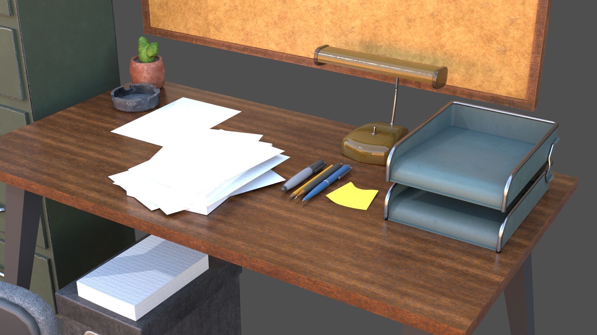 Office Props Low-poly 3D model_7