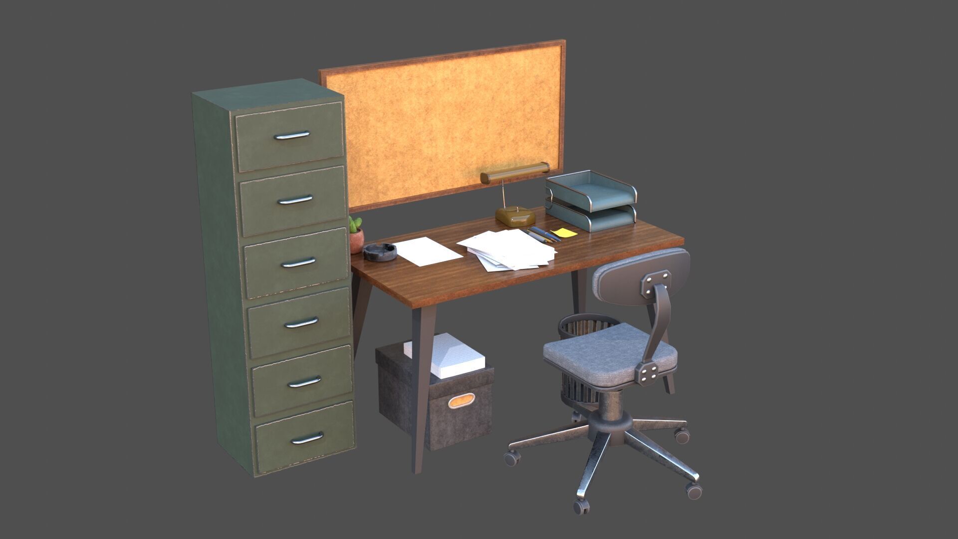 Office Props Low-poly 3D model_5