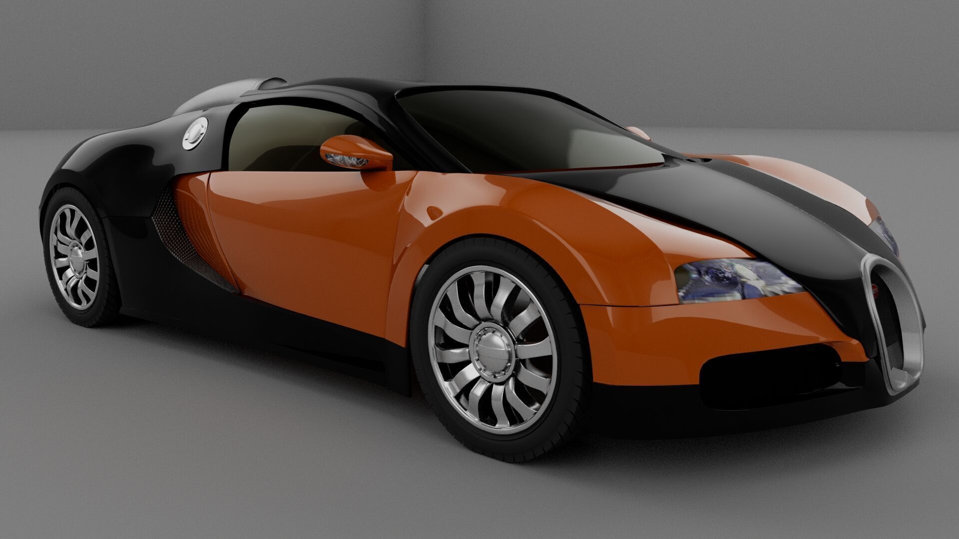 Bugatti Vyeron Low-poly 3D model_1