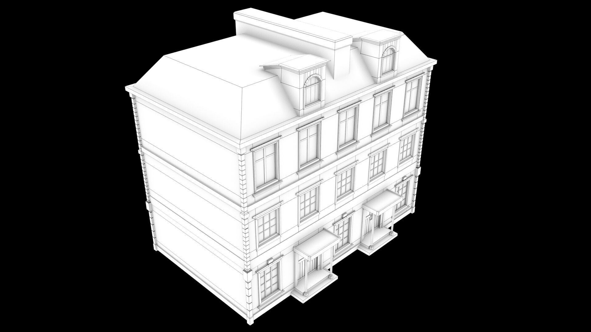 laos Game Building 5 european style  Low-poly 3D model_6