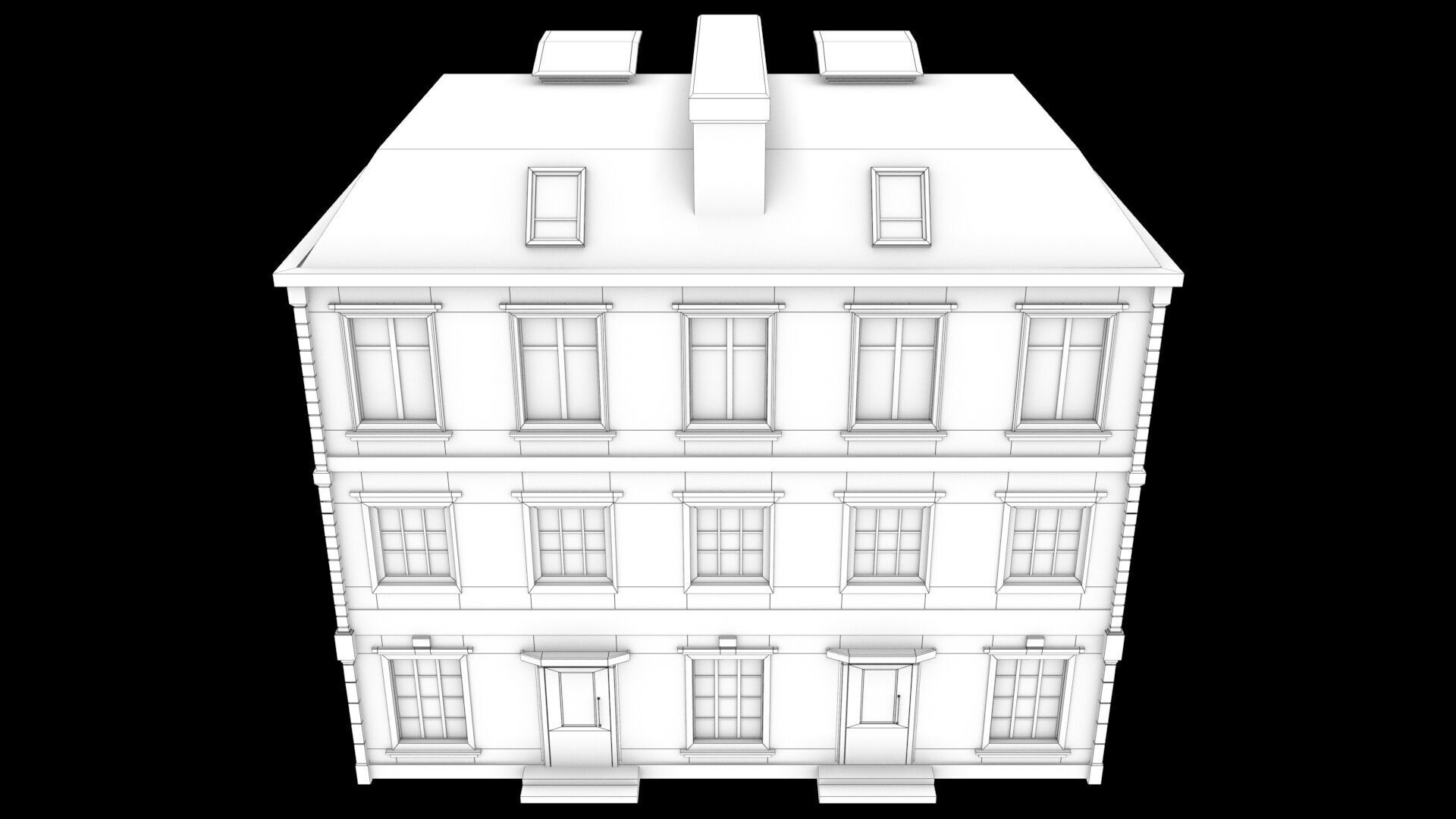 laos Game Building 5 european style  Low-poly 3D model_8