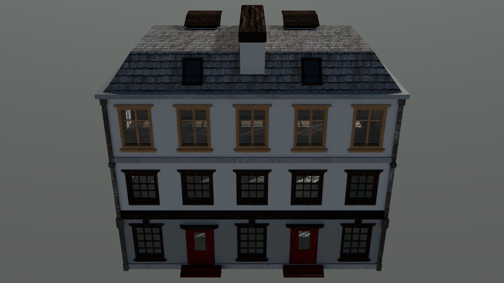 laos Game Building 5 european style  Low-poly 3D model_3