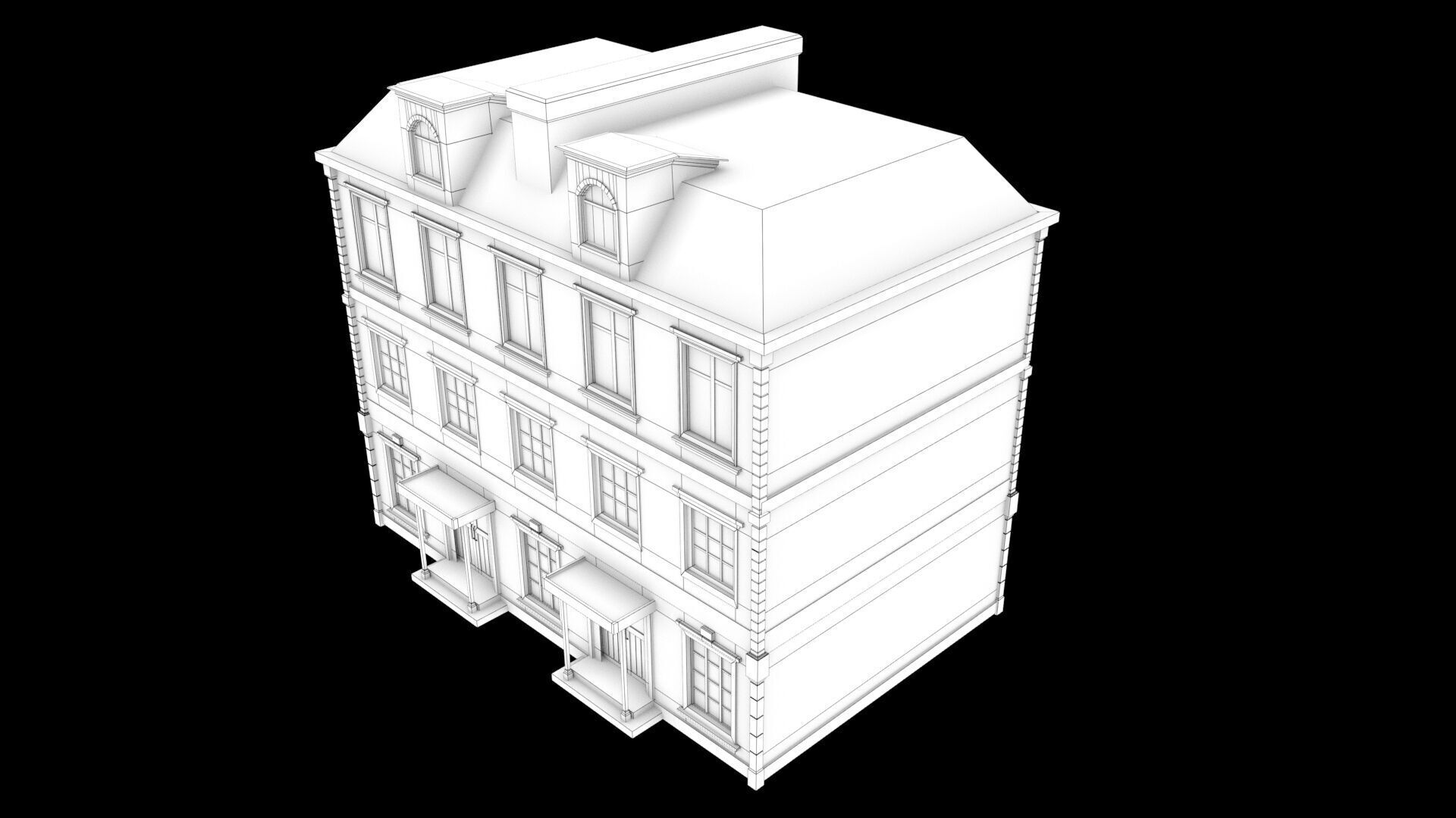 laos Game Building 5 european style  Low-poly 3D model_7