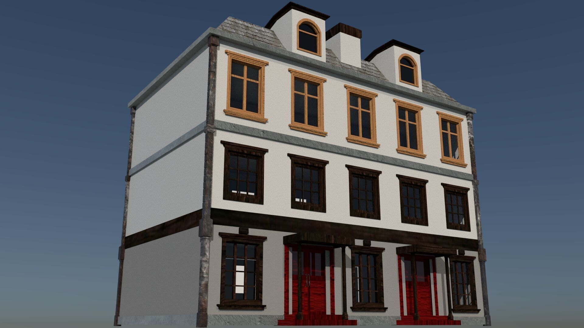 laos Game Building 5 european style  Low-poly 3D model_4