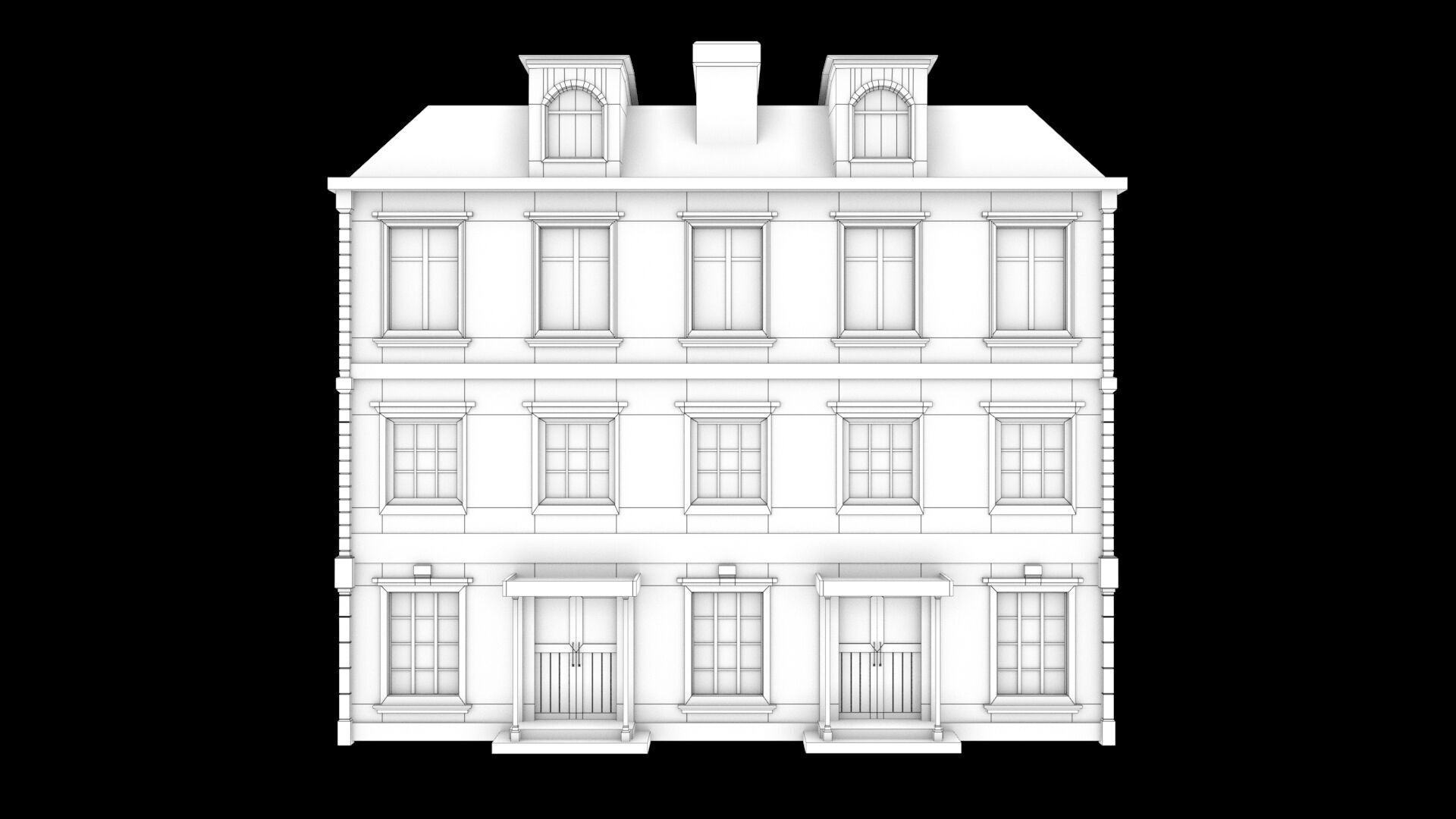 laos Game Building 5 european style  Low-poly 3D model_5