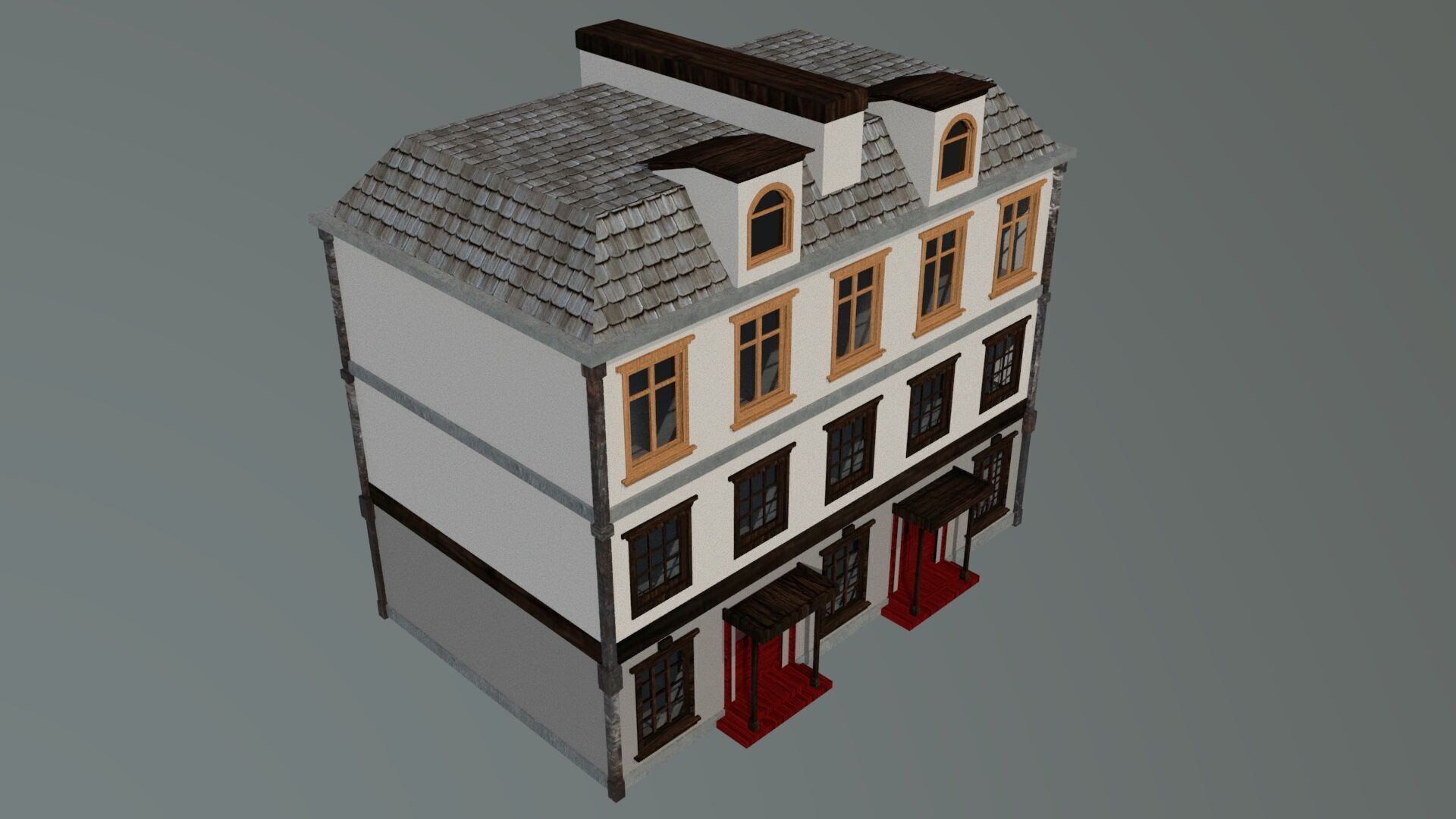 laos Game Building 5 european style  Low-poly 3D model_1