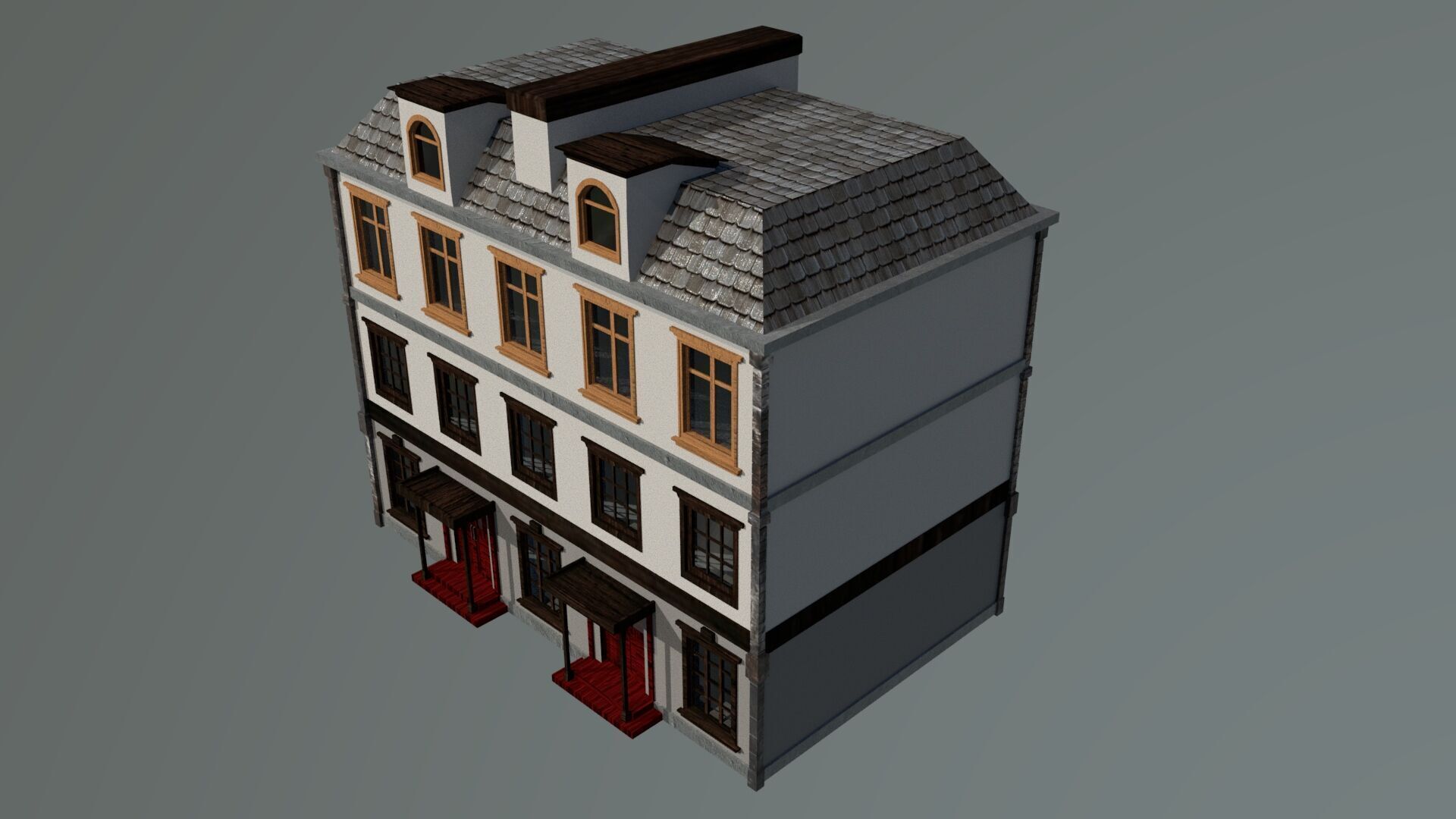 laos Game Building 5 european style  Low-poly 3D model_2