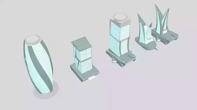 Futuristic Low Poly Skyscraper Pack
