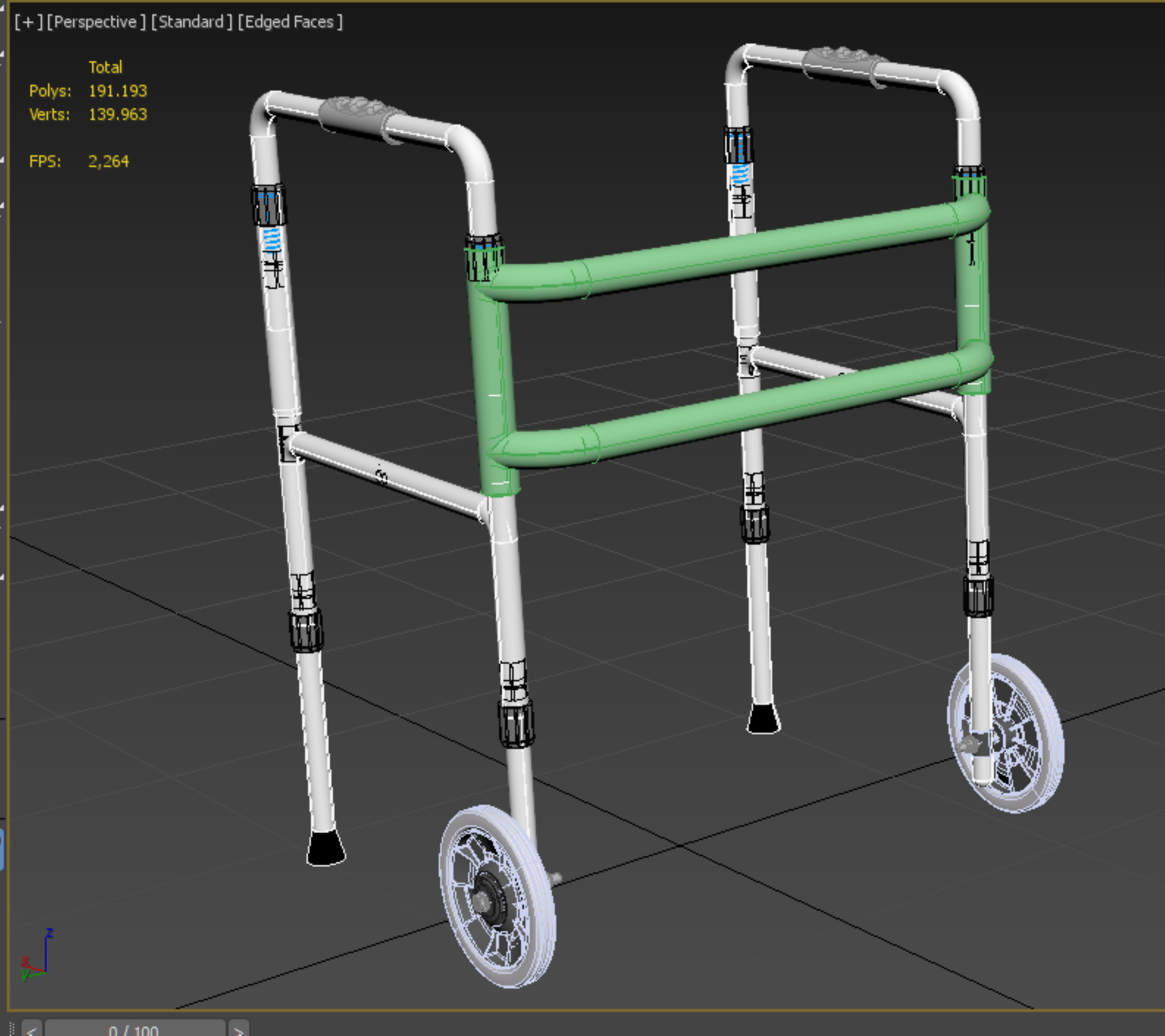 WHEELED WALKER ROLLING ZIMMER WALKING FRAME ROLLATOR FOLDABLE 3D model_30