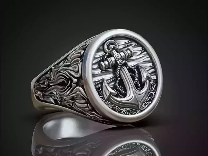 Anchor seagrass signet ring 3D print model