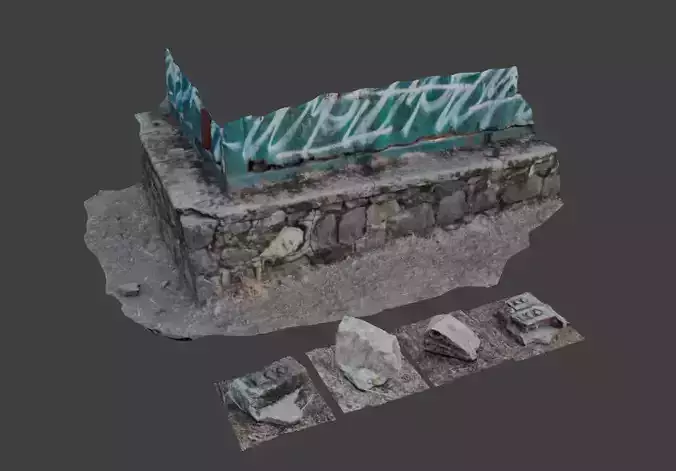 3D Scanned Bricks and Rocks Asset Pack of 5 with LODs