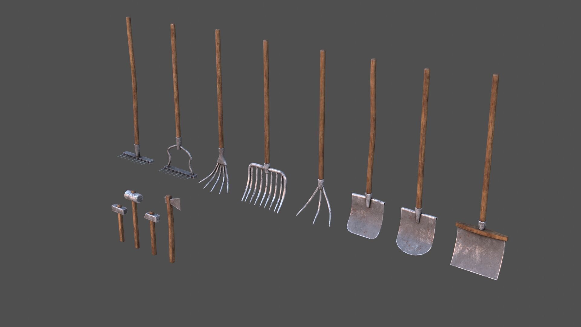 Gardening Tools Low-poly 3D model_5