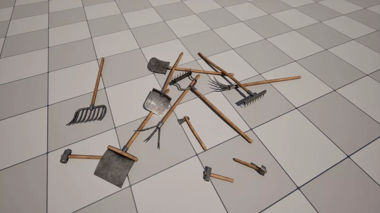 Gardening Tools Low-poly 3D model_0