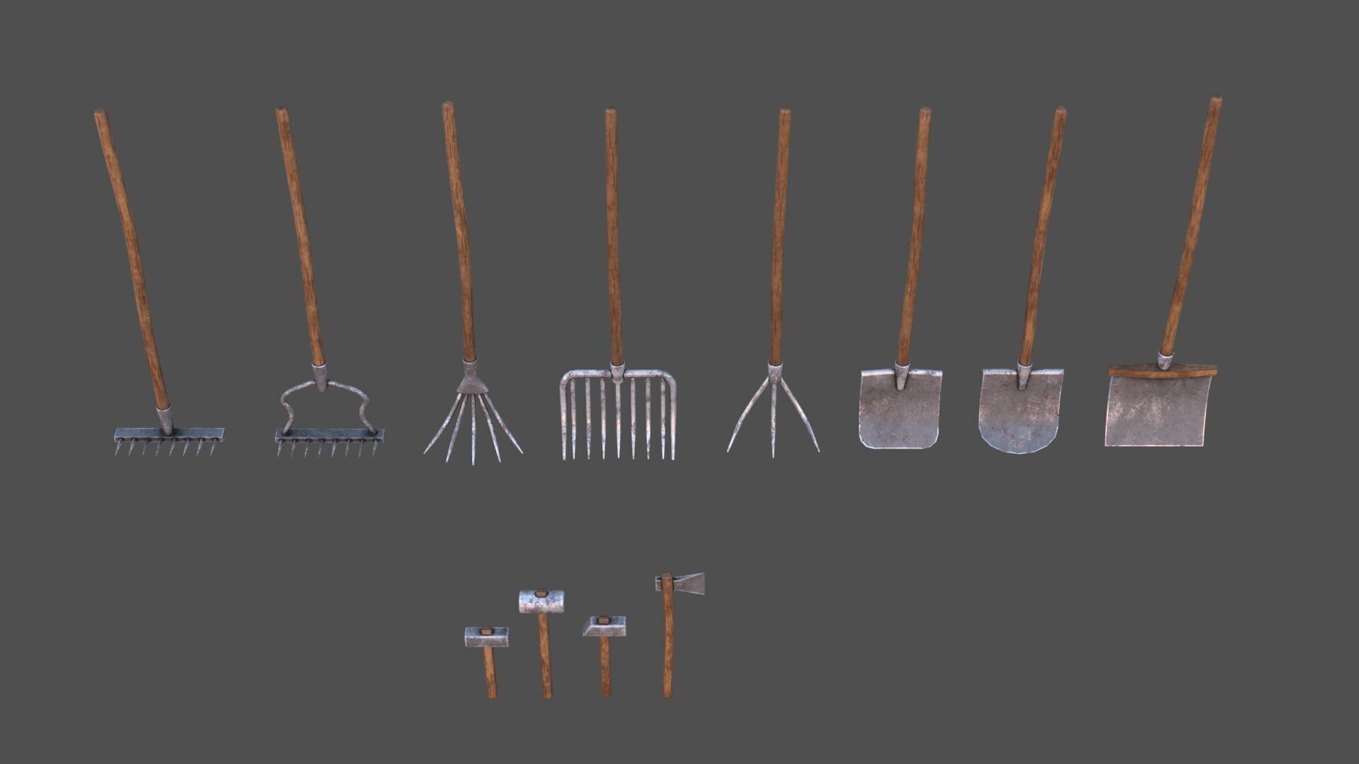 Gardening Tools Low-poly 3D model_6