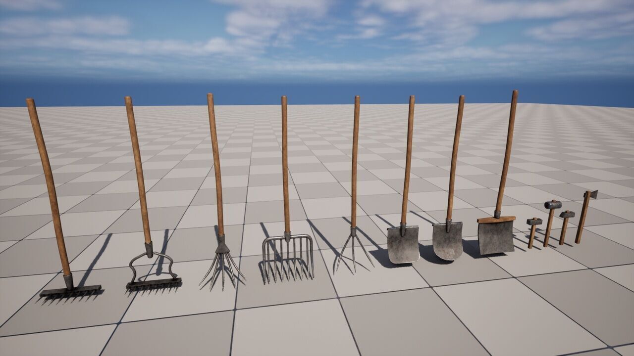 Gardening Tools Low-poly 3D model_2
