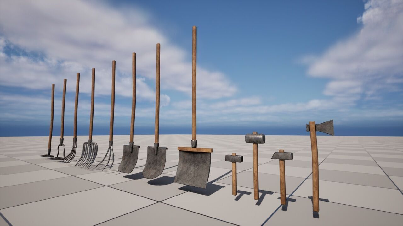 Gardening Tools Low-poly 3D model_1