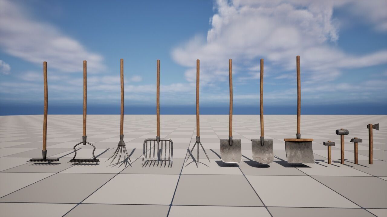 Gardening Tools Low-poly 3D model_3