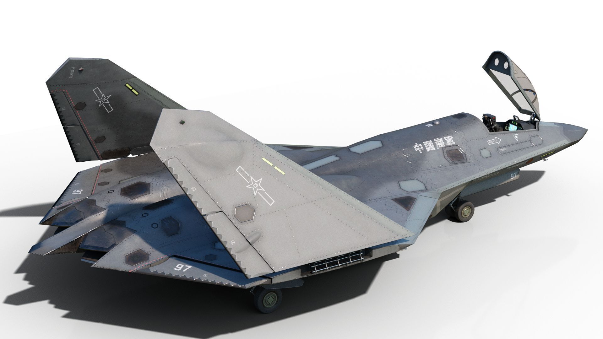 AVIC SAC J-50 J50 carrier-based fighter aircraft of Chinese Navy Low-poly 3D model_7