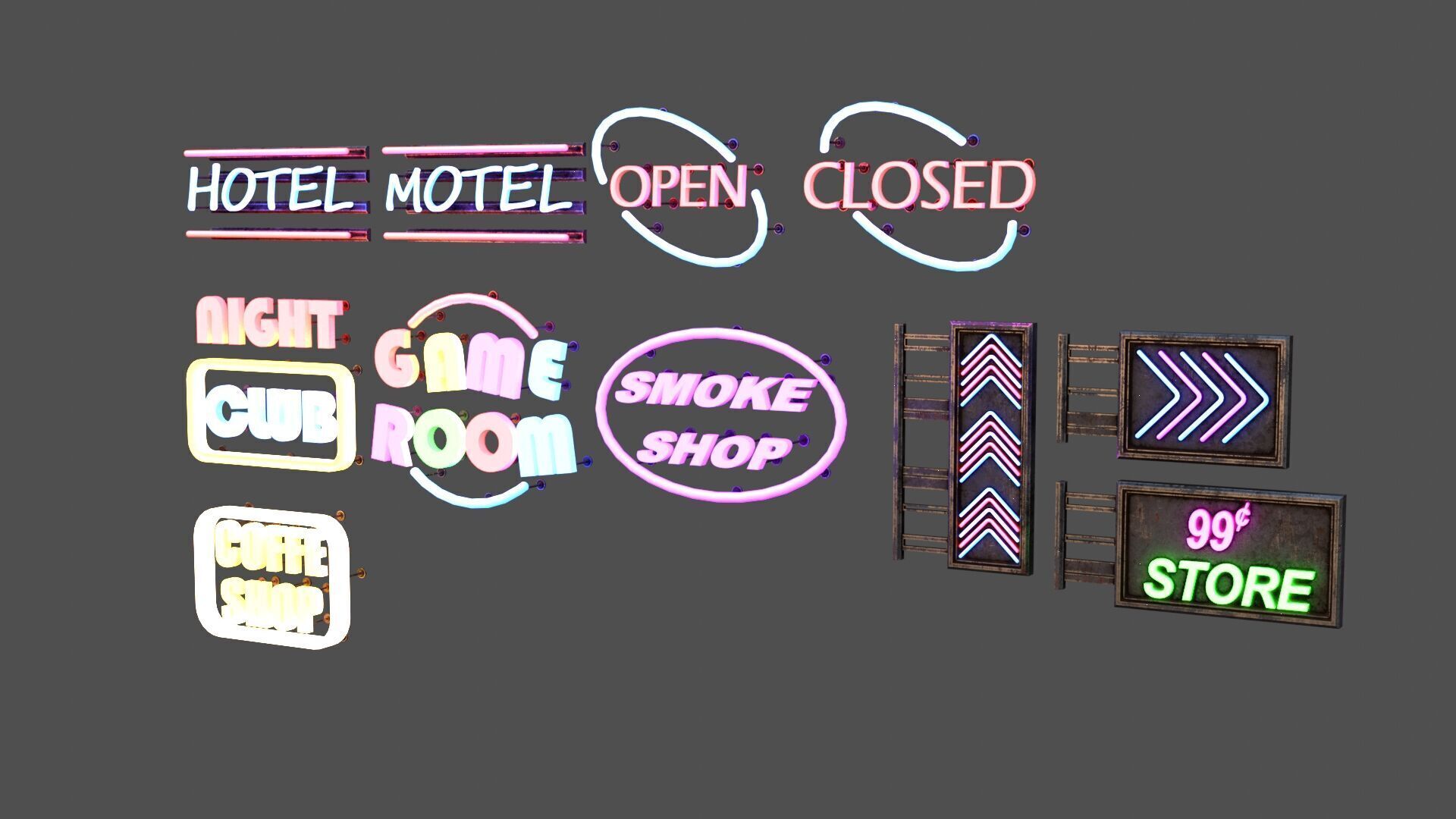 Neon Signs Low-poly 3D model_7